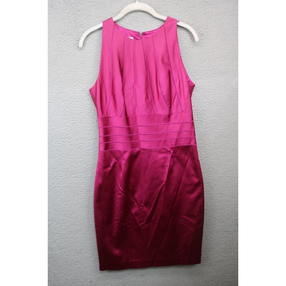Kay Unger NY Fuchia Satin Shift Dress-Size 8-New w/o Tag-Event-Wedding